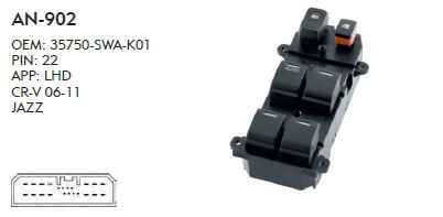 SOL CAM DÜĞME HONDA CRV DÖRTLÜ TAKIM 2007-2011